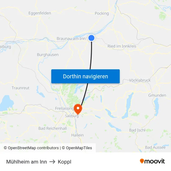 Mühlheim am Inn to Koppl map
