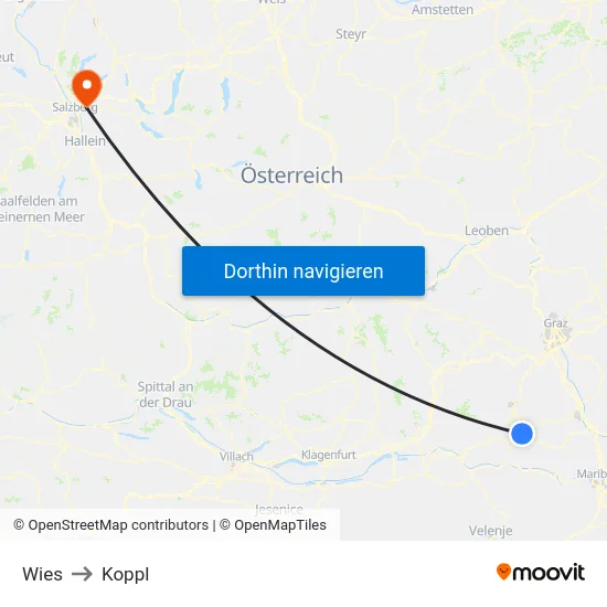 Wies to Koppl map