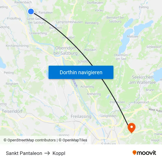 Sankt Pantaleon to Koppl map