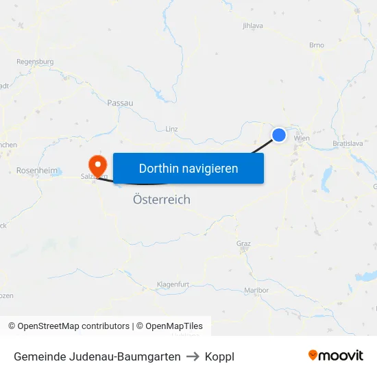 Gemeinde Judenau-Baumgarten to Koppl map