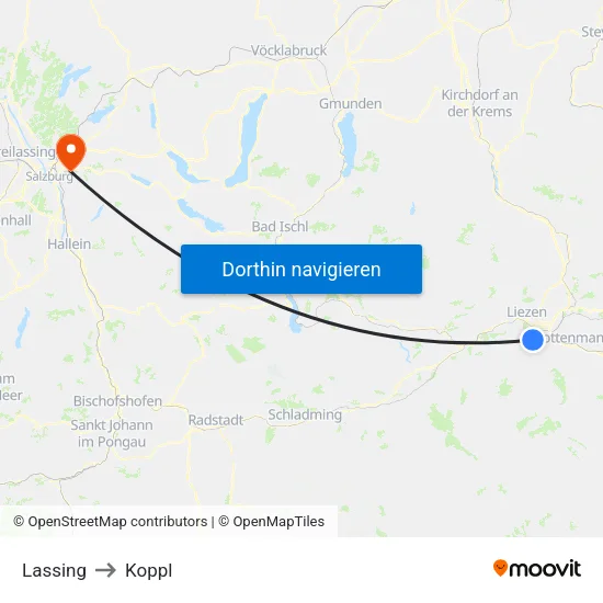 Lassing to Koppl map