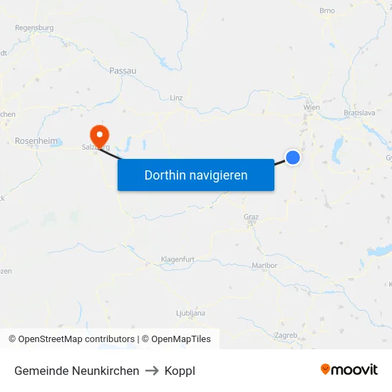 Gemeinde Neunkirchen to Koppl map