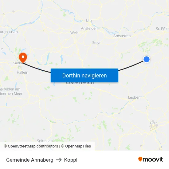 Gemeinde Annaberg to Koppl map