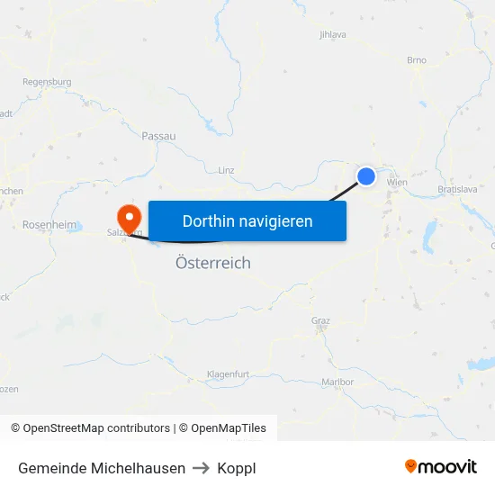 Gemeinde Michelhausen to Koppl map