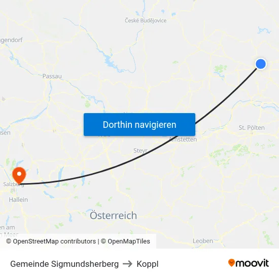 Gemeinde Sigmundsherberg to Koppl map