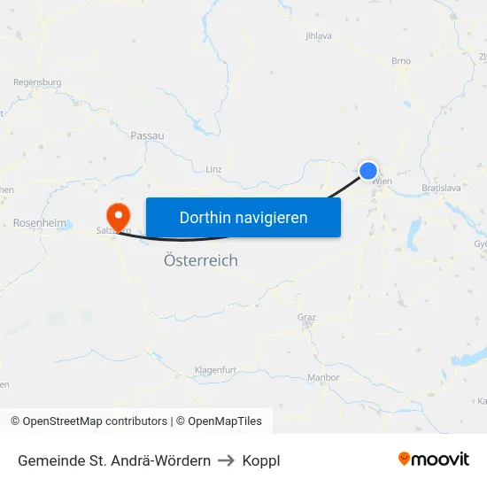 Gemeinde St. Andrä-Wördern to Koppl map