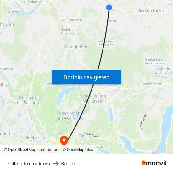 Polling Im Innkreis to Koppl map