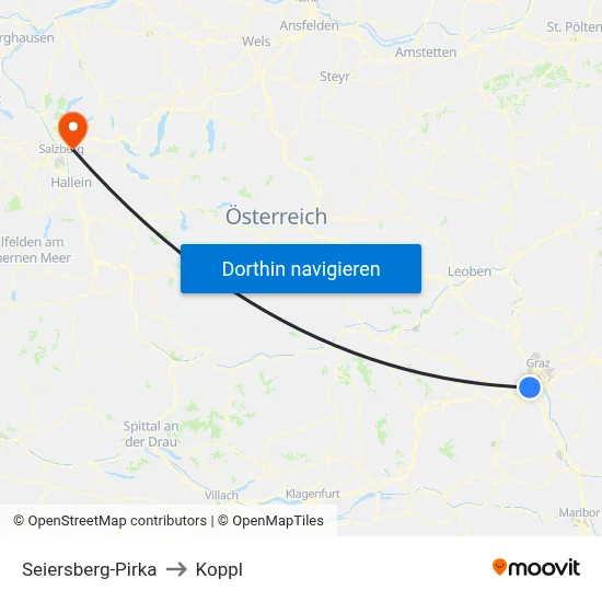 Seiersberg-Pirka to Koppl map