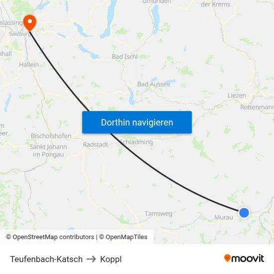 Teufenbach-Katsch to Koppl map