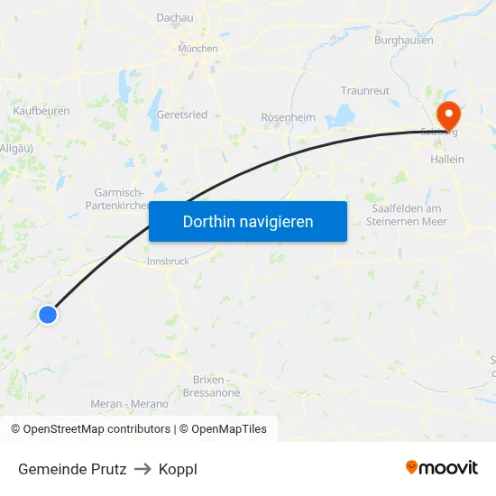Gemeinde Prutz to Koppl map