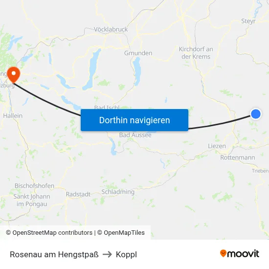 Rosenau am Hengstpaß to Koppl map