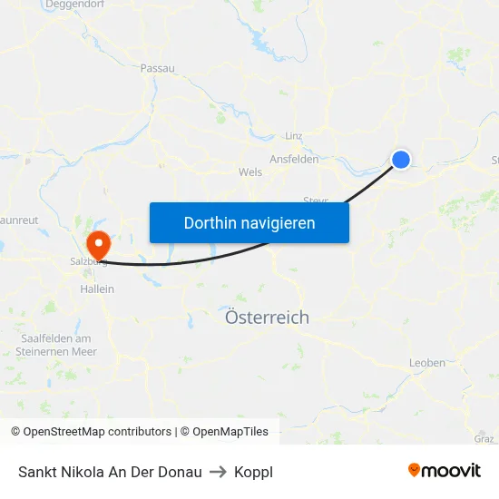 Sankt Nikola An Der Donau to Koppl map