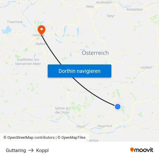 Guttaring to Koppl map