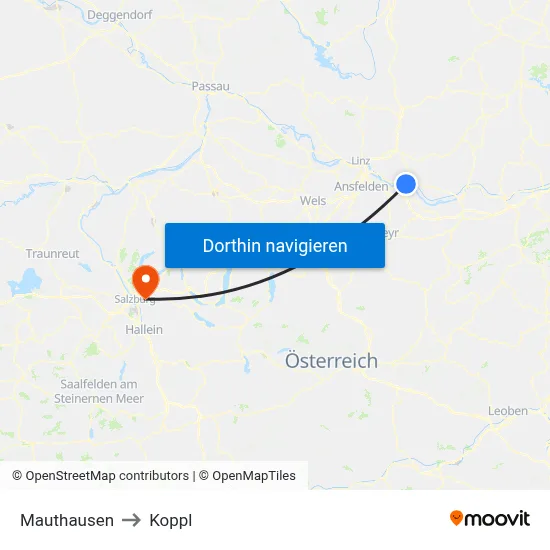 Mauthausen to Koppl map