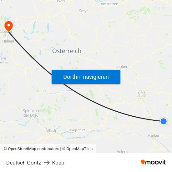 Deutsch Goritz to Koppl map