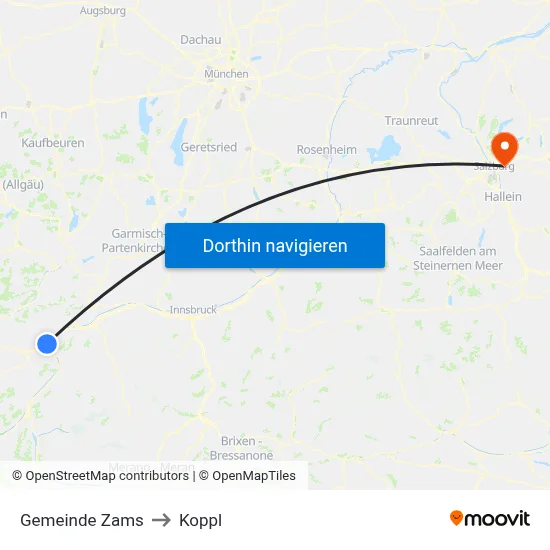 Gemeinde Zams to Koppl map