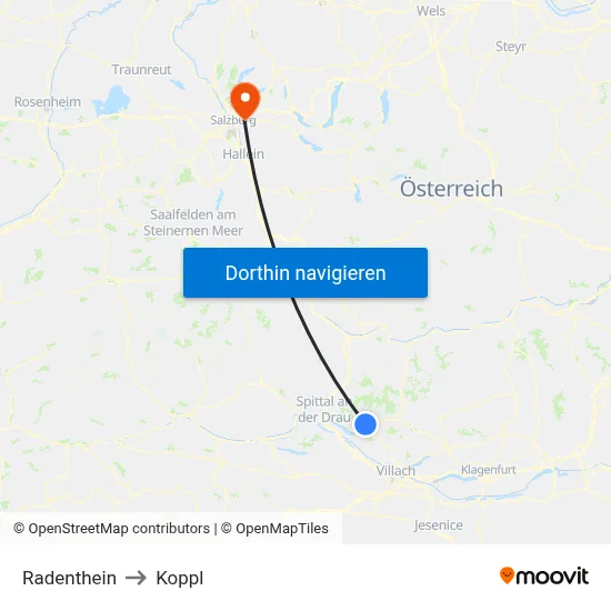 Radenthein to Koppl map