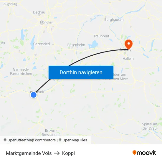 Marktgemeinde Völs to Koppl map
