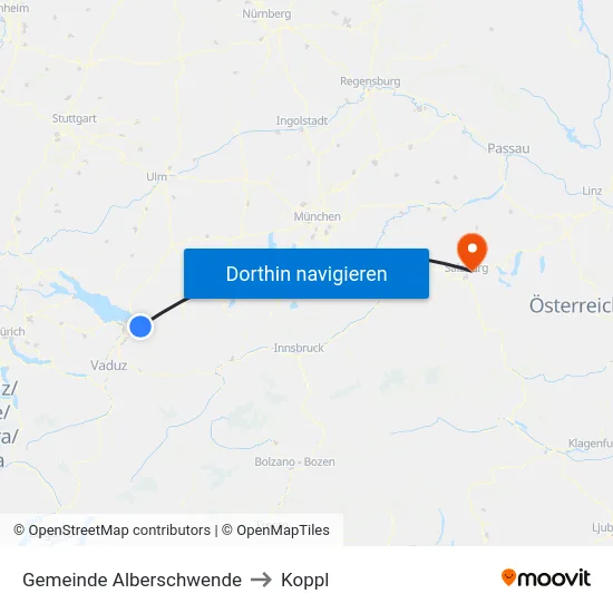 Gemeinde Alberschwende to Koppl map