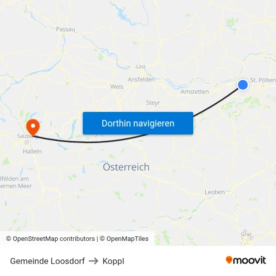 Gemeinde Loosdorf to Koppl map