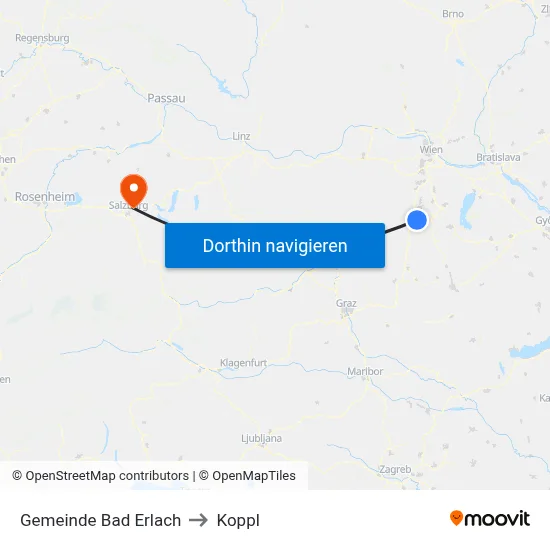 Gemeinde Bad Erlach to Koppl map