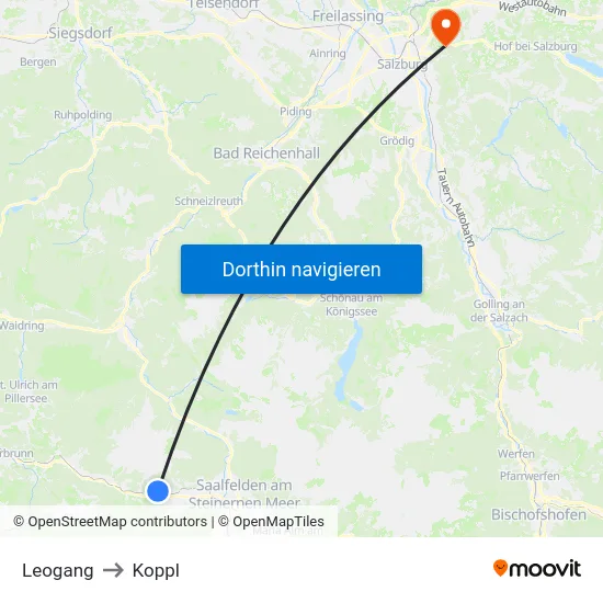 Leogang to Koppl map