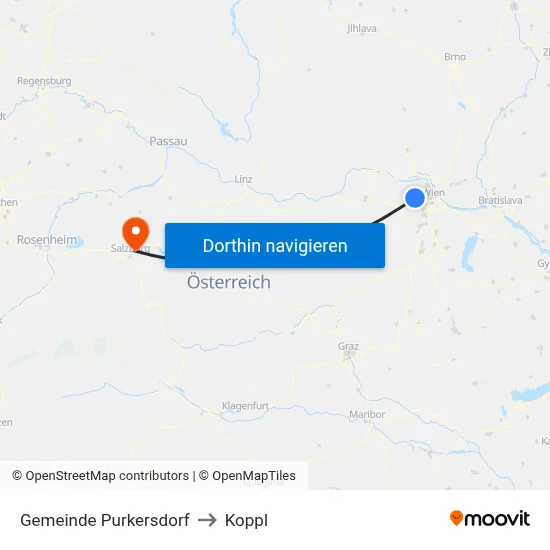 Gemeinde Purkersdorf to Koppl map