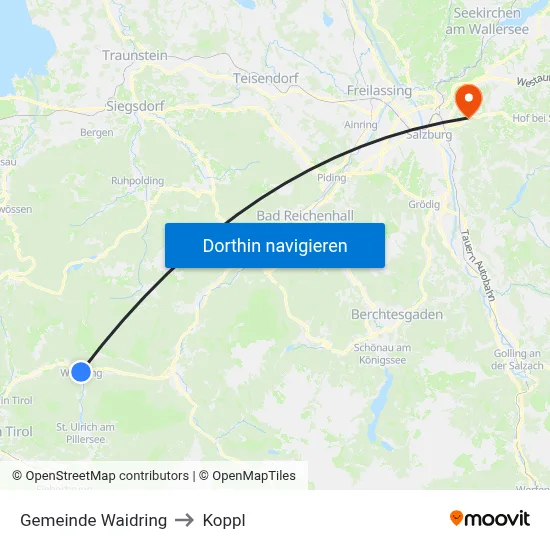 Gemeinde Waidring to Koppl map