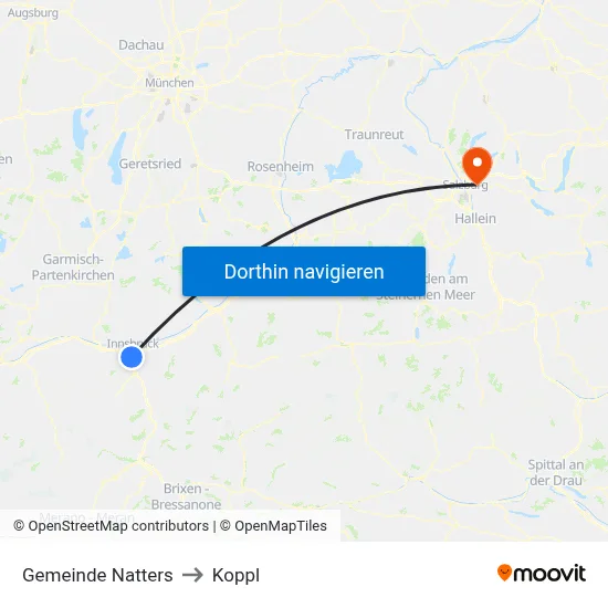 Gemeinde Natters to Koppl map