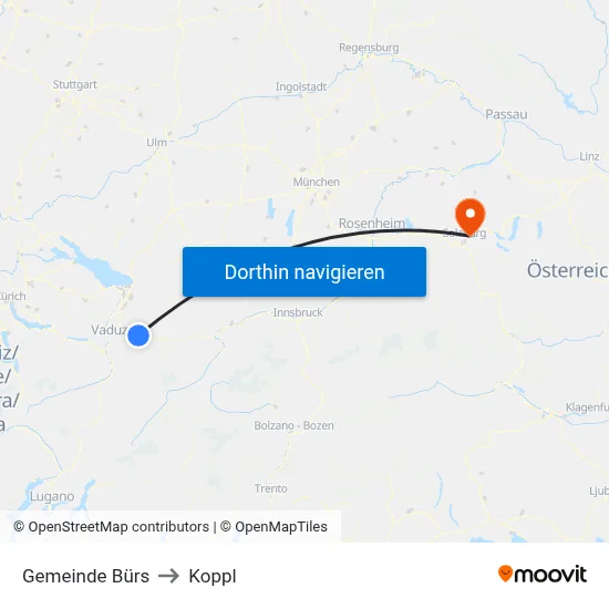 Gemeinde Bürs to Koppl map