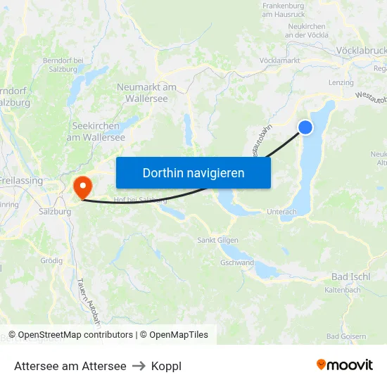 Attersee am Attersee to Koppl map