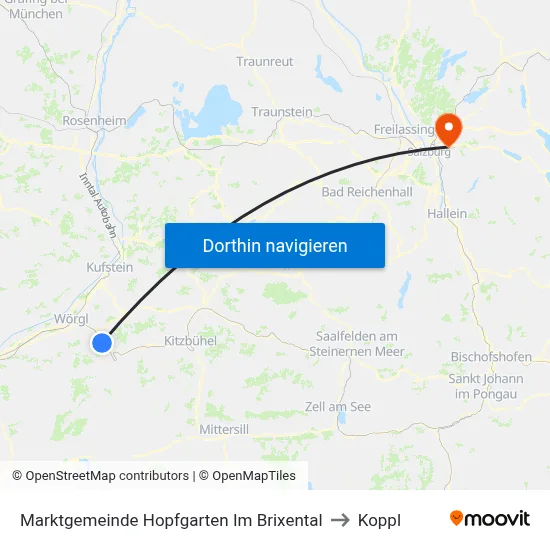 Marktgemeinde Hopfgarten Im Brixental to Koppl map