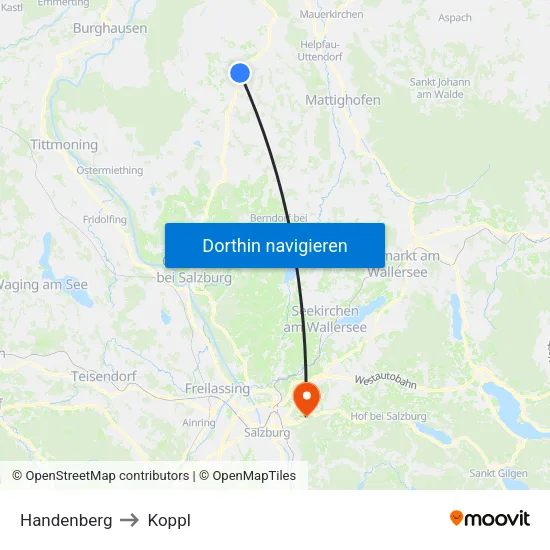 Handenberg to Koppl map