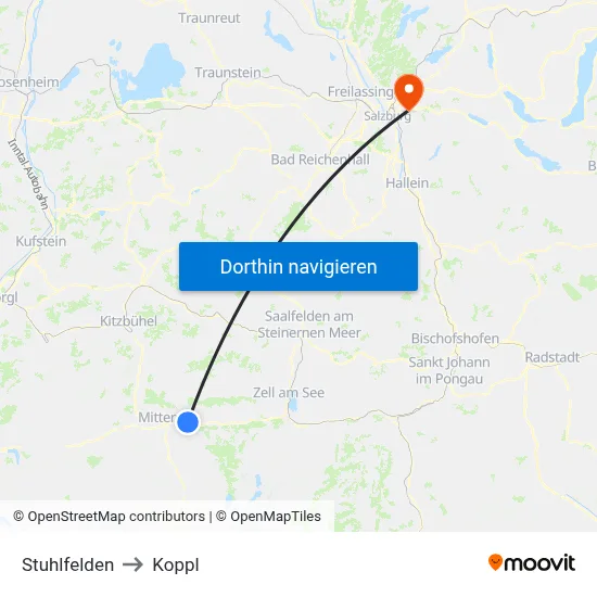 Stuhlfelden to Koppl map
