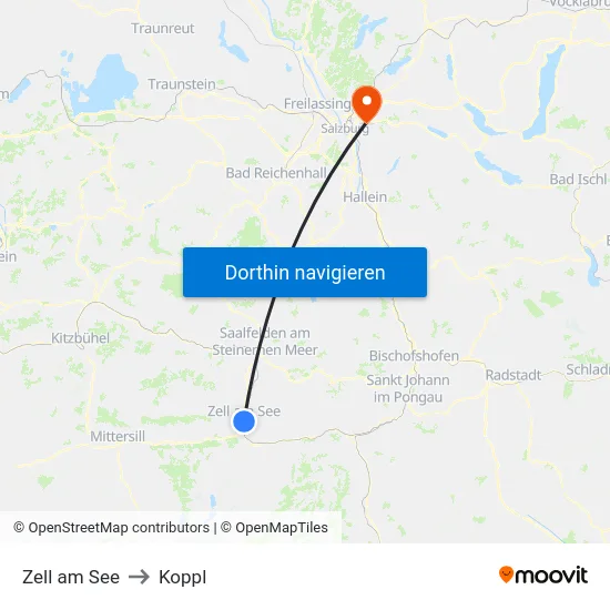 Zell am See to Koppl map