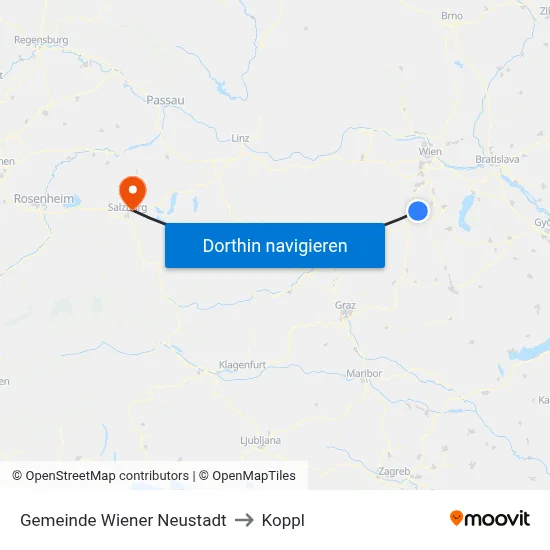 Gemeinde Wiener Neustadt to Koppl map