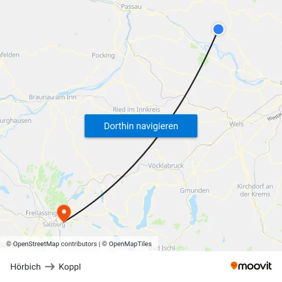 Hörbich to Koppl map