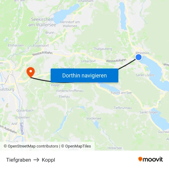 Tiefgraben to Koppl map