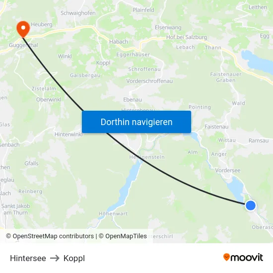 Hintersee to Koppl map