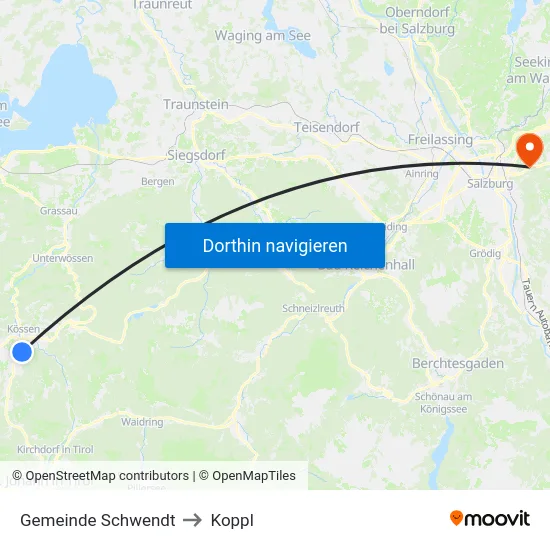Gemeinde Schwendt to Koppl map