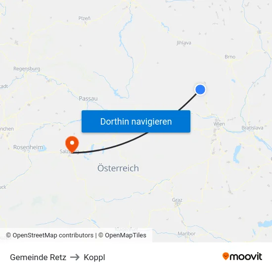 Gemeinde Retz to Koppl map