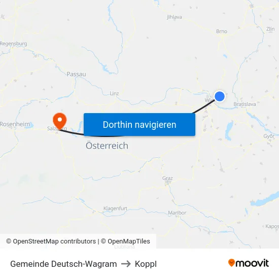 Gemeinde Deutsch-Wagram to Koppl map