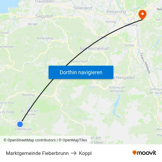 Marktgemeinde Fieberbrunn to Koppl map