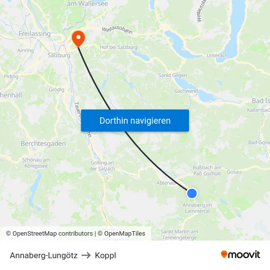 Annaberg-Lungötz to Koppl map
