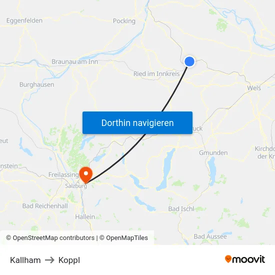 Kallham to Koppl map