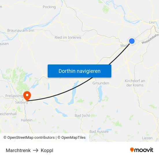 Marchtrenk to Koppl map