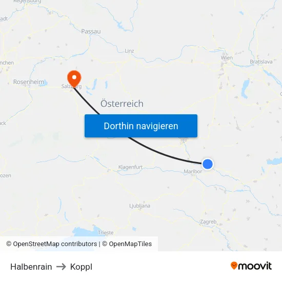 Halbenrain to Koppl map