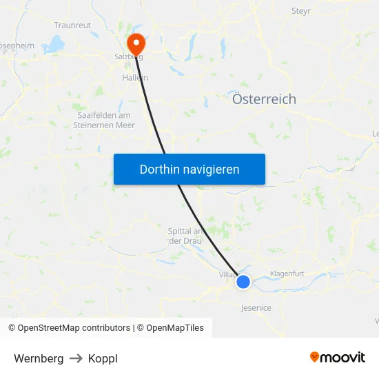 Wernberg to Koppl map