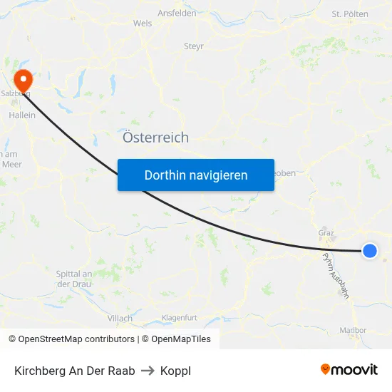 Kirchberg An Der Raab to Koppl map