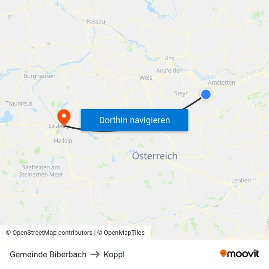 Gemeinde Biberbach to Koppl map